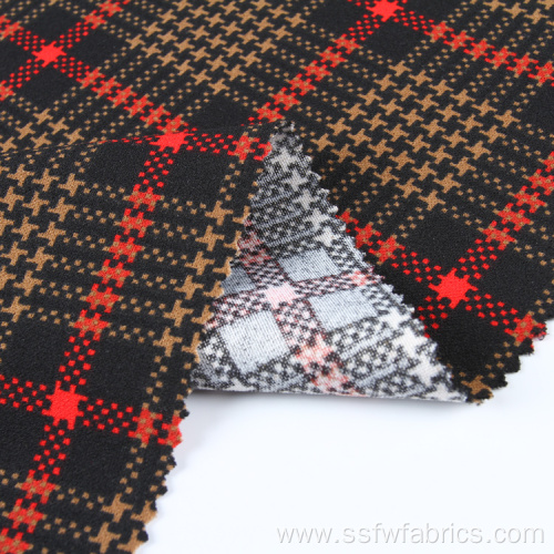 Gingham 97% Polyester 3% Elastane Scuba Textile Fabric